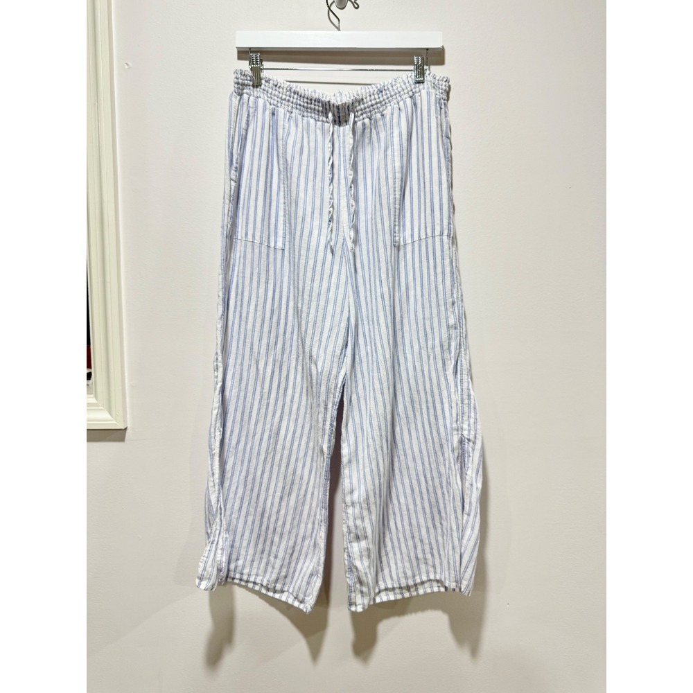 Love by Gap Blue Floral Toile Pajama Pants Cotton Modal Linen Lounge Sleepwear L